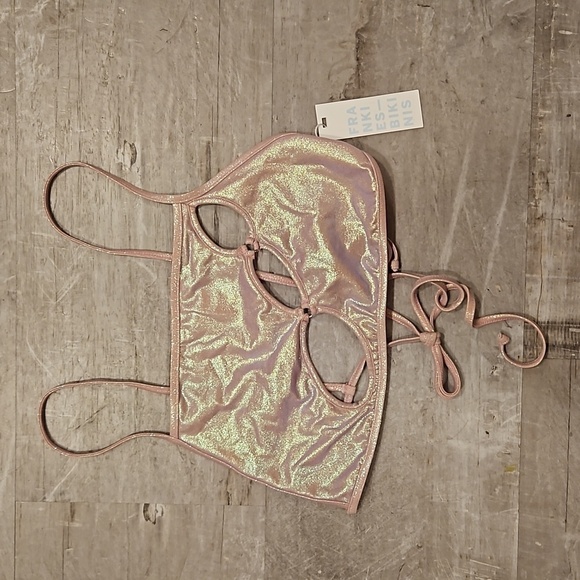 💕FRANKIES BIKINIS💕 Jamilla Iridescent String Top ~ Gilded Angel Large L NWT - Picture 6 of 10